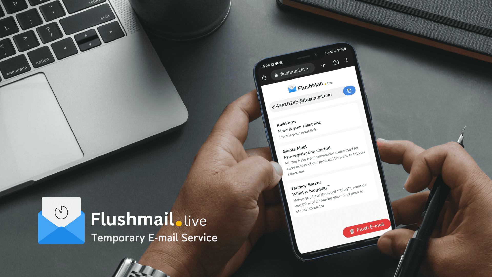 FlushMail - Anonymous Temporary Mail Service [Support files/attachment and immediate mail disposal]